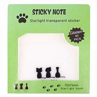 Кл.бумага д/заметок 75*75мм ALINGAR  50л. "Три котёнка" AL13205 пластик.