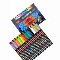 Маркеры акрил. 12цв. JUPAI 5510-12 кругл.,4,0мм,пластик.футляр