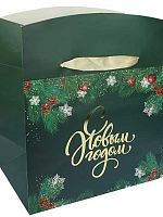 Пакет-коробка подар. Миленд НГ "Зелёная веточка" ППК-2994 22,5*20*13,5см,мат.лам.