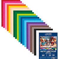 Фетр 20л.20цв. А4 deVENTE "Яркие цвета" 8113503 жёсткий,1мм,пласт.пакет,е/подвес