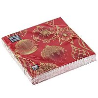 Салфетка бум. НГ Bouquet Home Collection Classic "Золотые украшения на красном" 25123 3-х сл.(20шт)