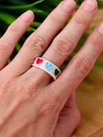 Кольцо АЛЕФ GIRLY "Изобилие сердечек, белое" 25P-026 акриловое,d=1,7см