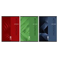 Тетрадь 80л. (клетка) А4 BG спираль "Моноколор. Классический" 63257 мел.карт.,вд-лак,асс.