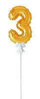 Шары возд. BOOMZEE Цифра  "3" FBZ-03 золотая