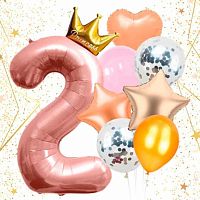 Набор шаров (8шт) "2 - Prince розовый" 574-294 латекс,фольг.