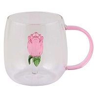 Кружка стекл. 400мл КОКОС "Цветок" 253420 с фигуркой на дне