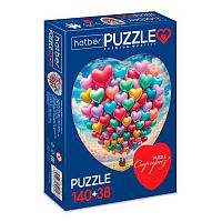 Пазлы  140+38 ХАТ А4 Premium "Два сердца -На воздушном шаре" 35855 2картинки,смарт-уп.