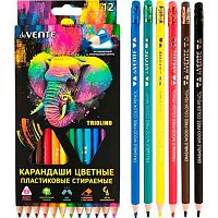 Карандаши пластик. 12цв. deVENTE "Triolino. Erase" 5022550 трёхгр.,2М,с ластиком,стираемые,к/к