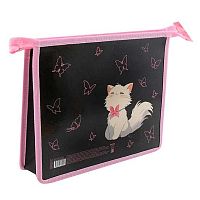 Папка д/тетрадей А5 КОКОС "Котик с бантоком" ПМ-А5-291/261752 пластик,/карт.,1отд.,на молн.