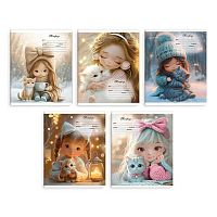 Тетрадь 12л. (линейка) ФЕНИКС "Девочки с котятами" 70903 выб.уф-лак,мел.карт.,асс.