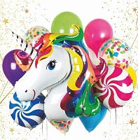 Набор шаров (12шт) "Милый Единорог" 574-190 фольг.
