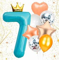 Набор шаров (8шт) "7 - Prince голубой" 574-289 латекс,фольг.