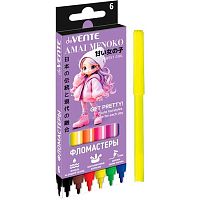 Фломастеры  6цв. deVENTE "Amai Menoko" 5080625 вент.колп.,к/к,е/подвес