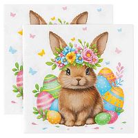 Салфетка бум. Bouquet Home "Кролик в цветочном венке" 25522 (20шт),3-х сл.,33*33см
