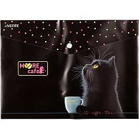Папка-конверт на кнопке А4 deVENTE "MooreCafe" 3079604 непрозр.с рис.,пластик.180мкм