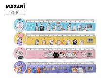 Линейка 15см MAZARI "Лапки" YS-901 пластик.,асс.