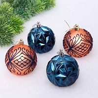 Игрушка ел. "Шар  7см" (4шт) "Симфония леса" 201-3706 сапфир/шампань 