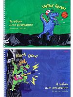 Альбом для рис.20л. Проф-Пресс спираль "Смешной динозавр" 20-5105 офсет,асс.