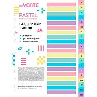 Разделитель листов пластик. А5 deVENTE "Pastel" 3051520 русский алфавит,цветовой (20шт.)