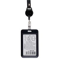 Бейдж КОКОС 70*110мм "Чёрный" 261170 вертик.,на цв.ленте,с держателам