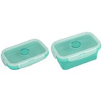 Ланчбокс deVENTE 8090418 мятный,складн.,прямоуг.,350мл,2отд.,силикон,13*9,5*6,5см