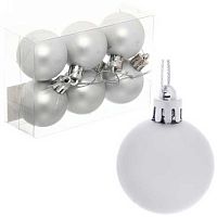 Игрушка ел. "Шар 4см" (6шт) матовый серебро 183-839