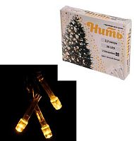 Гирлянда д/дома 183-0205 на батар.,2,2м,20л.,LED,IP-20 прозрач.провод,тёплый белый