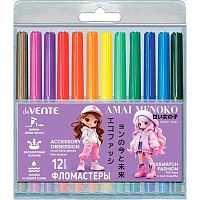 Фломастеры 12цв. deVENTE "Amai Menoko" 5081639 вент.колп.,пластик.блист.