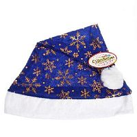 Колпак Деда Мороза Серпантин "Снежинки" синий 28*38 473-3 182-197