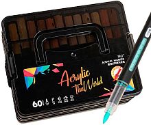 Маркеры акрил. 60цв. INTELLIGENT DP-277 кисть,1-5мм,корп.с индикат.,пластик.пенал