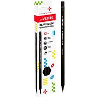 Карандаш ч/гр. с ласт. deVENTE "Nero" 5032104 шестигр.,НВ,грифель 2мм,к/к,чёрный