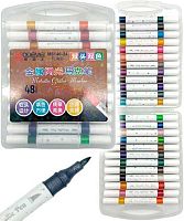 Маркеры д/скетчинга  24шт.-48цв. INTELLIGENT Металлик глиттер DG-228 двустор.1-4мм,кисть