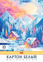 Картон белый мелов. А3 10л. ХАТ "Морозное утро" 35839 в папке