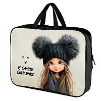 Сумка-планшет А4+ ФЕНИКС "Девчонка в шапке" 72394 с расш.7см,1отд.,на молн.,водоотт.ткань