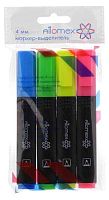 Набор маркеров текст.  4цв. ATTOMEX 5045401 (желт.,зелен.,голуб.,розов.) скош. 1-4мм,пласт.блист.