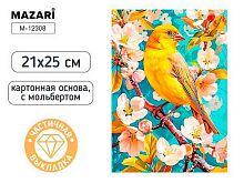 Мозаика алмазная MAZARI "Птица" M-12308 с мольбертом,21*25см,част.выкл.