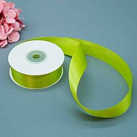 Лента 2,5см*22,85м атласная оливковая Микрос ч37738