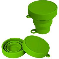 Стакан складной 180мл deVENTE "Mini" 8090415 неон.зелён.,силикон,d-8см,высота-8см,крышка