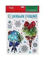 Украшение оконное НГ ФЕНИКС "Снежные украшения" 88356 ПВХ,глиттер,30*38см