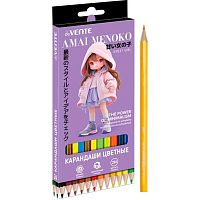Карандаши 24цв. deVENTE "Amai Menoko" 5024618 шестигр.,2М,гриф.2,8мм,к/к