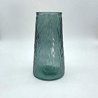 Ваза Микрос "Конус" ч52354 стекл.,H=19,5см,D=10,5*7,6см,фактура "кора",бирюзовый