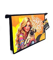 Папка д/тетрадей А4 ПЧЕЛКА ПМ-А4-29 "Девушка с мопсом" пластик,на молн.