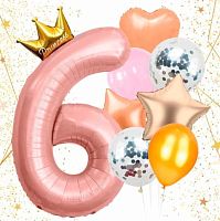 Набор шаров (8шт) "6 - Prince розовый" 574-298 латекс,фольг.