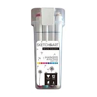 Маркеры д/скетчинга 12цв. BV "SKETCH&ART" 22-0076/01 двустор.,трёхгр.,пластик.пенал