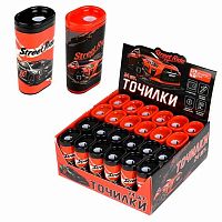 Точилка с контейнером 1отв. ФЕНИКС "Городские гонки" 69657 полистирол,чёрн./красн.,2,8*1,9*4,9см,асс