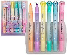 Набор маркеров текст.  6цв. INTELLIGENT Aodemei DO-454 двустор.,1-4мм,ПВХ-уп.
