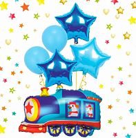 Набор шаров (6шт) "Весёлый паровозик" 359-0499 латекс,фольг.,24см/69см/45см