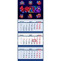 Календарь кварт. 2024г. ATTOMEX "Огненный дракон" 2133313 3-х бл.,3гр.,с бегун.,вд-лак
