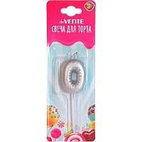 Свеча-цифра д/торта "0" deVENTE "Воздушный шарик" 9060013 4,2*3,0*1,4см,серебр.,пластик/к,е/подвес