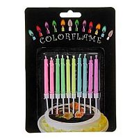 УЦЕНКА Свечи д/торта Микрос "С цветным пламенем" Ч54432 (6см) с держателями (10шт)